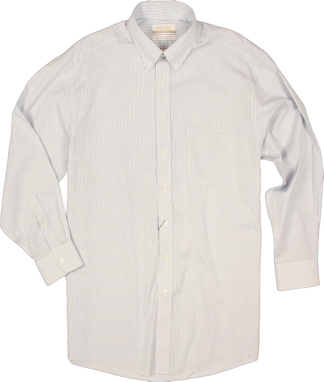 Gold Label Men's Big and Tall Non-Iron Dress Shirt Button Down Collar Long Sleeve Big 20" Neck 34"-35" Sleeve Blue 024 White Stripe