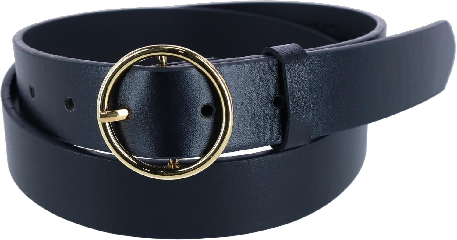 CTM® Women's Thick Rounded Buckle Belt, Xlarge, Black