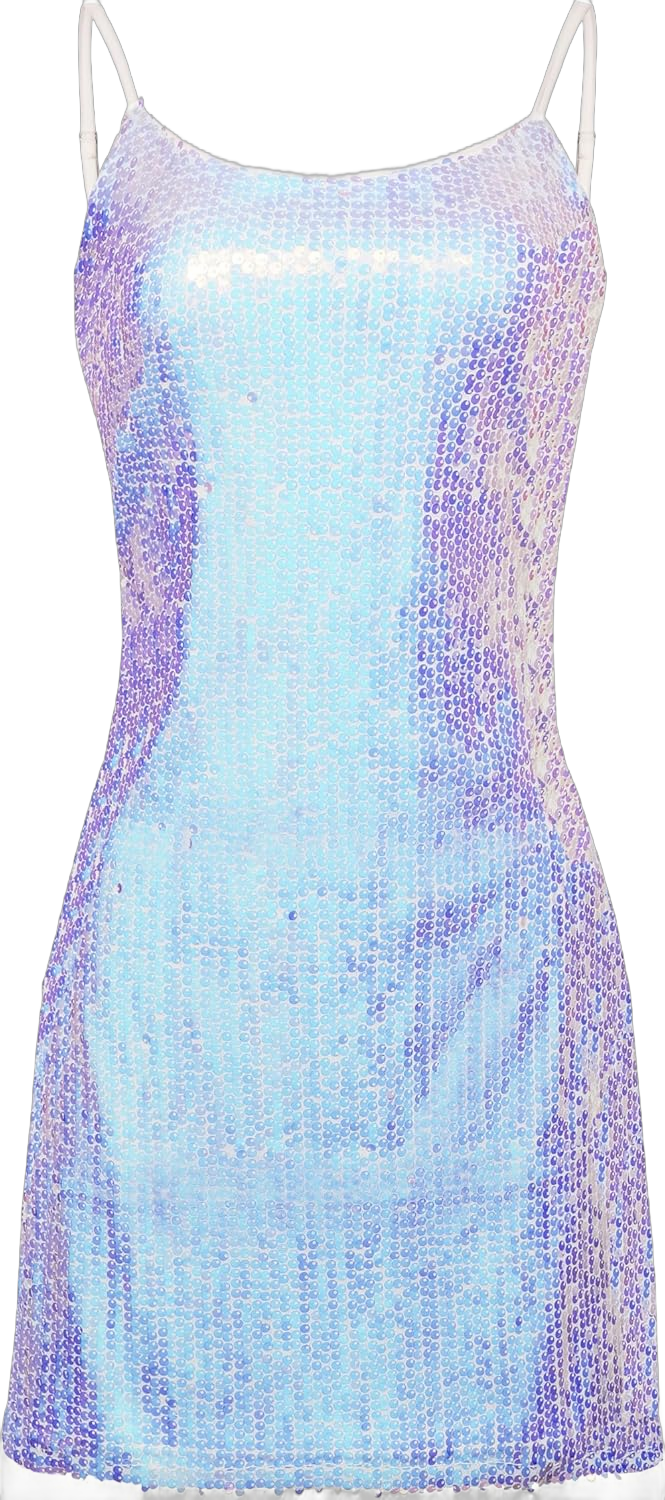 Coucoland Women's Glitter Sequin Dress - Mini Spaghetti Strap Dresses Sparkle Club Party Bodycon Dazzlingwhite Medium