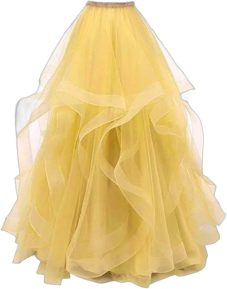 YJNXHN Women's Long Maxi High Waist Layered Tulle Skirts for Prom Party Night Out Floor Length 4X-Large Yellow