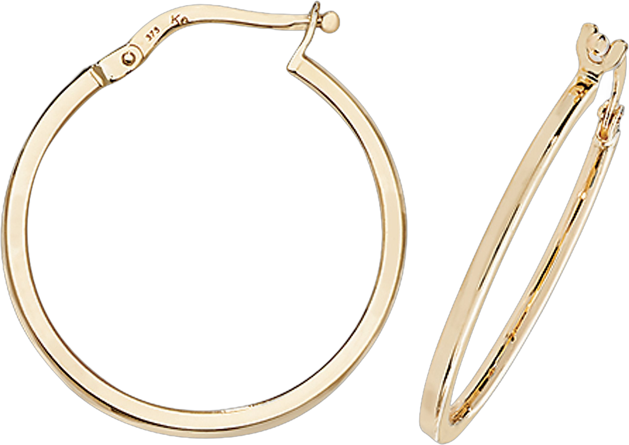 9ct Gold Hoop Earrings. 26mm*24mm. Hypoallergenic 9ct Gold Jewellery for women..