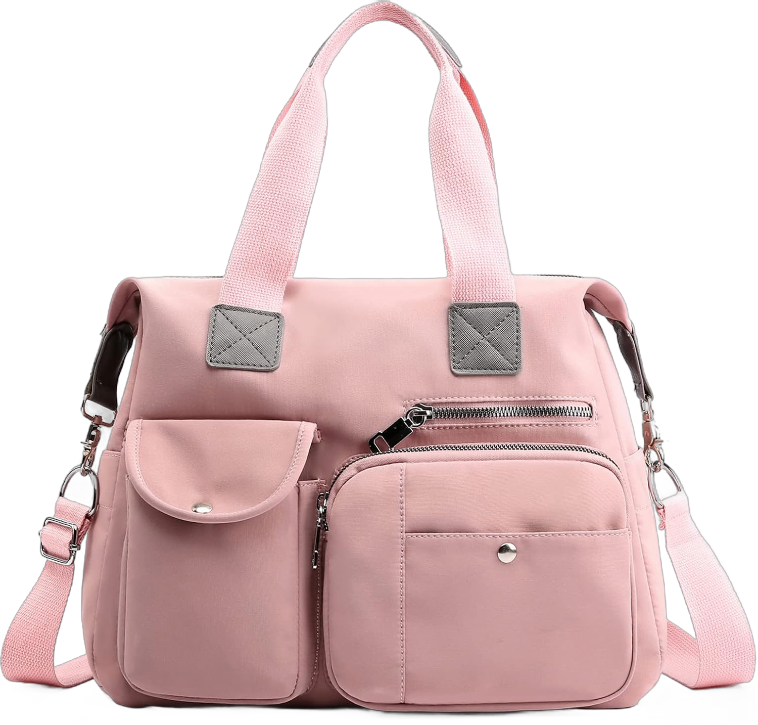 Tote Bag for Women, Lightweight Casual Shoulder Bag with Multi Pockets Diaper Top Handle Bag Pink