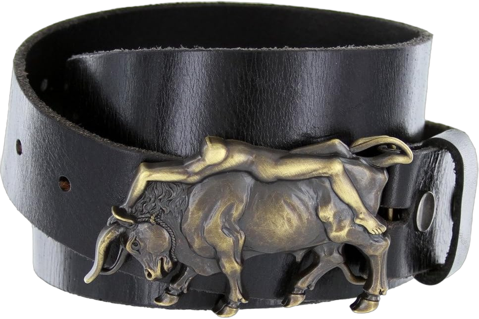 Western Antique Brass Bull Rider Genuine Leather Belt for Men Multiple Option