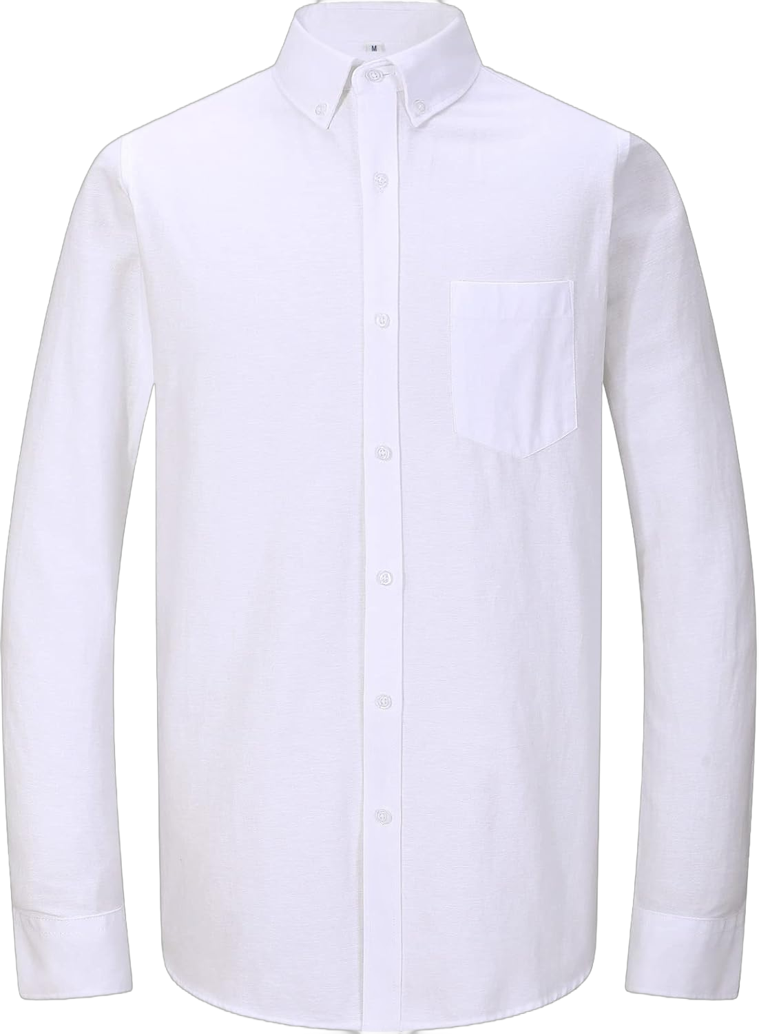 MGWDT Men's Dress Shirts Long Sleeve Oxford Button Down Shirt Classic-Fit Cotton Blouse Wrinkle Resistant X-Large White