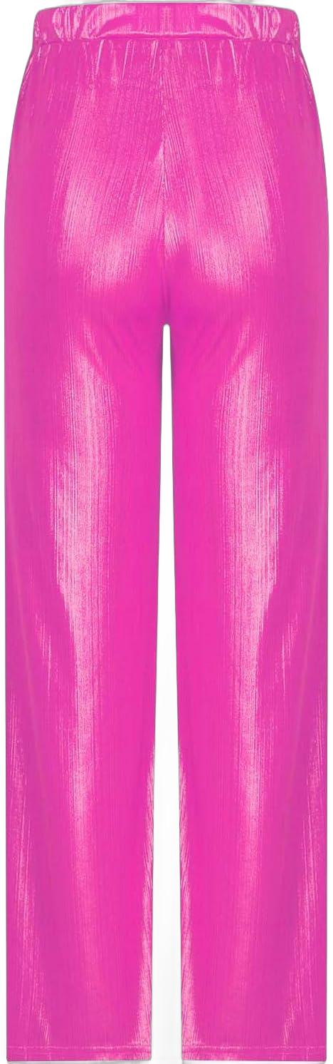 HGps8w Women's Super High Waisted Sequins Pants Elegant Skinny Stretchy Business Work Wide Leg Paty Clubwear Pants XX-Large 01 Hot Pink