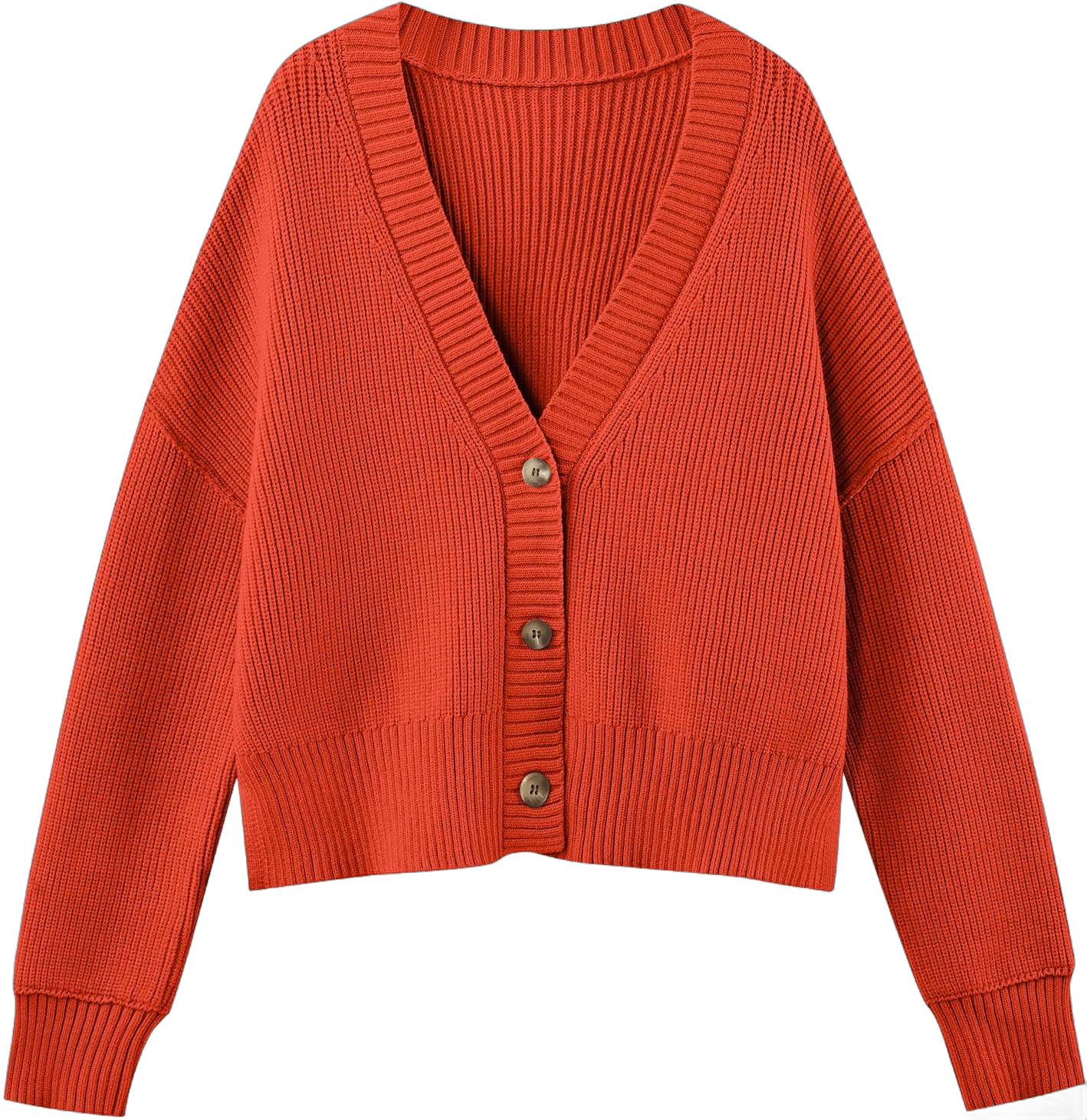 LILLUSORY Women's Cropped Cardigan Oversized Button Sweaters Fall Trendy Knit Dressy Fashion Outfits Large Orange