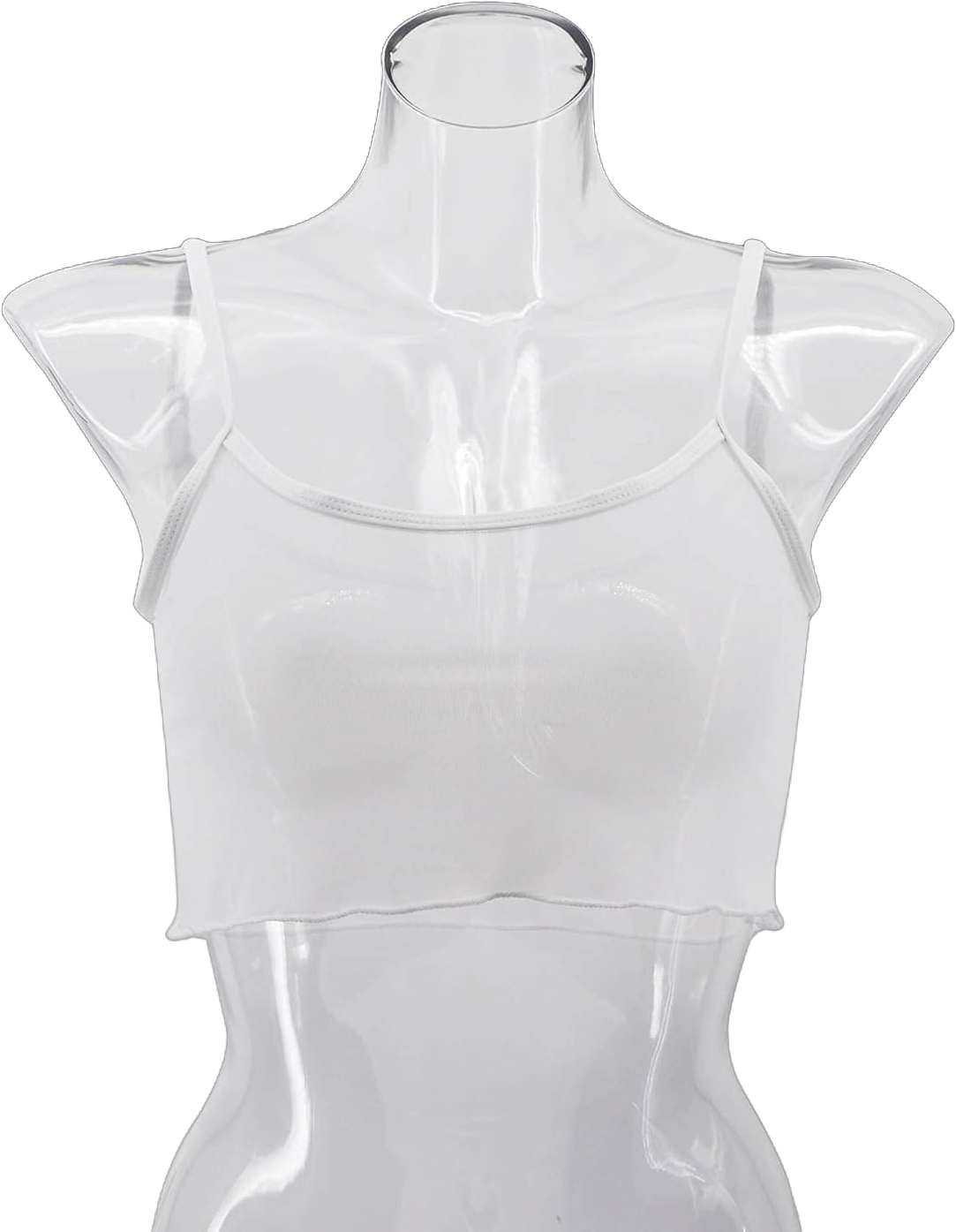 SHERRYLO Sheer Tank Tops for Women See Through Stretch Crop Top Summer Sleeveless Strap Mesh Cami Top Large-X-Large White