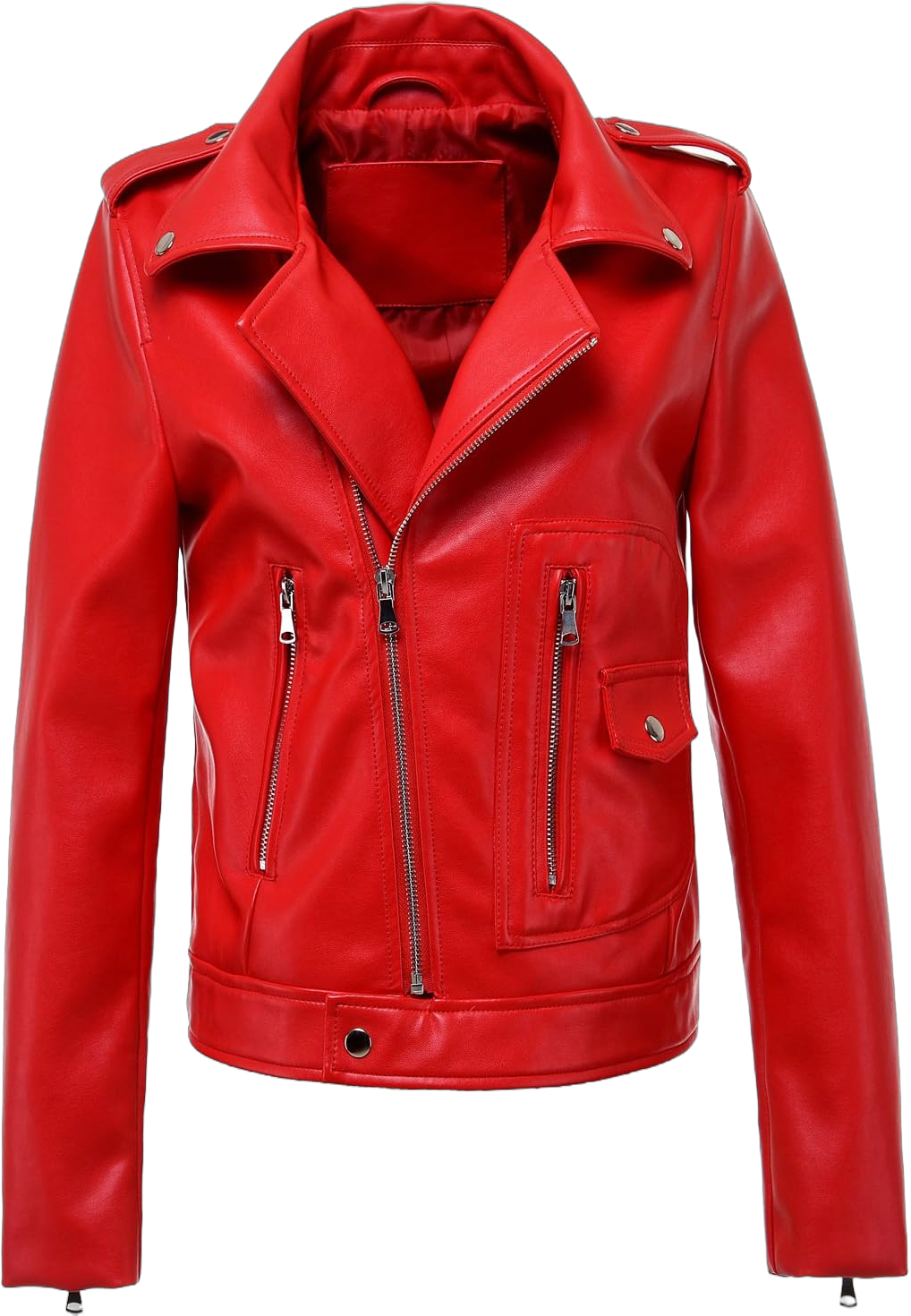 LY VAREY LIN Women's Zipper Motorcycle Biker Faux Leather Jackets X-Large Red