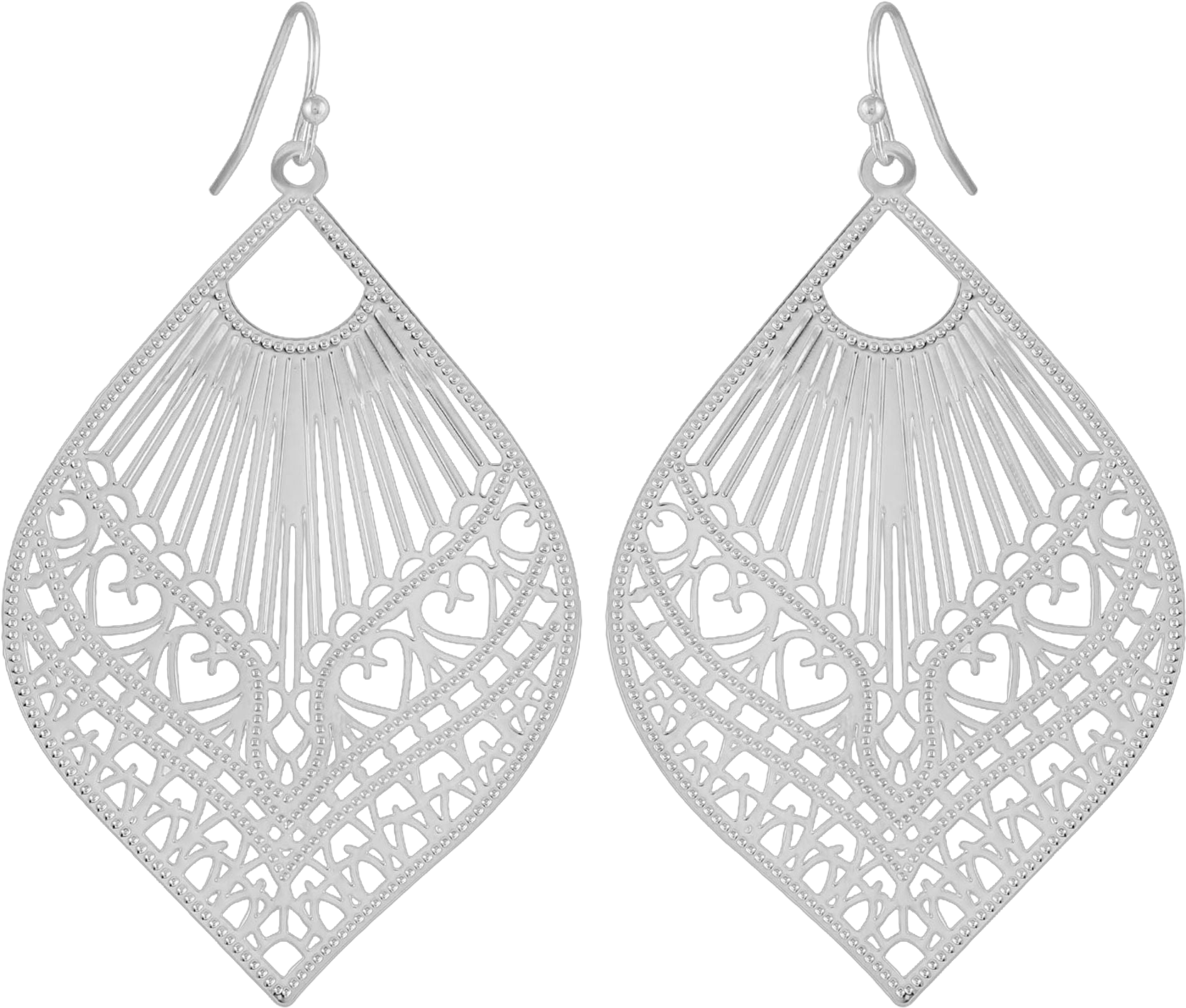 Time and Tru Women's Silver Tone Filigree Drop Earrings