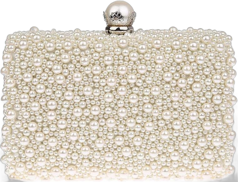 ZAKIA Women's Faux Pearl Beaded Evening Dress Bag Bridal Wedding Tote Party Wallet Clutch Cream White