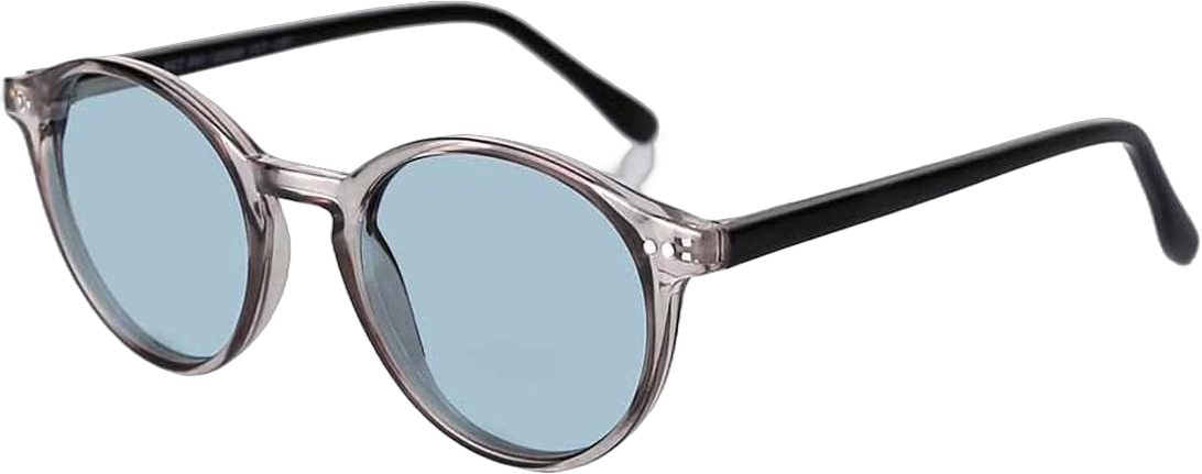 TIJN Polarized Colored Sunglasses for Womens Mens,Retro Small Round Frame,UV400 Protection Sunnies,Tinted Lens Vintage Style 13.transparent Grey/Light Blue