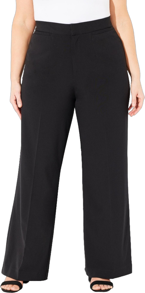 Catherines Women's Plus Size Right Fit Curvy Wide Leg Pant - 28 W, Black