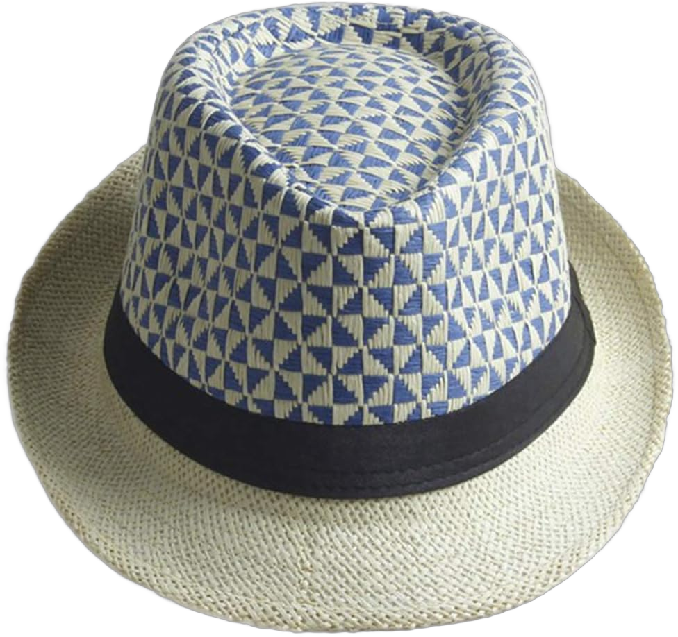 Summer Woven Straw Fedora Hat Men Women Packable Panama Sun Beach Hat Cuban Trilby with Band One Size Blue