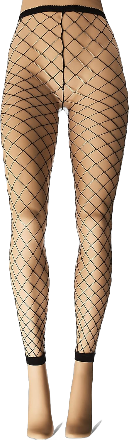 Leg Avenue Women's Fishnet Footless Tights, Black Fence Net, One Size