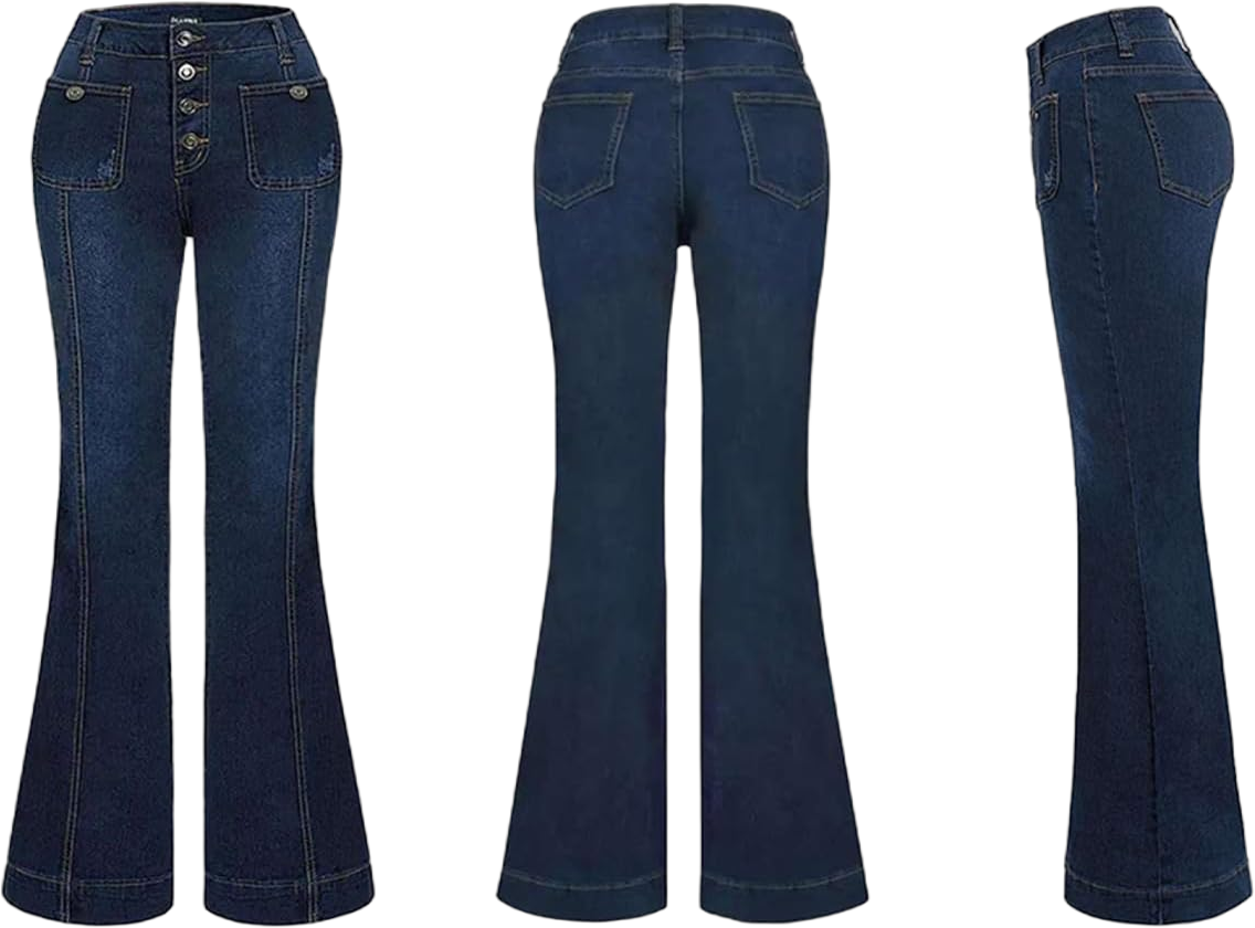 Women's 90s Vintage High Waisted Flared Jeans Stretch Slim Fit Bootcut Wide Leg Denim Pants XX-Large Blue