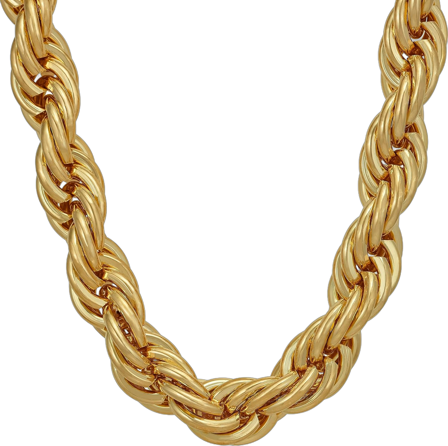 LIFETIME JEWELRY 10mm Rope Chain Necklace 24k Real Gold Plated for Women and Men 24 inches 1 - Gold Plated