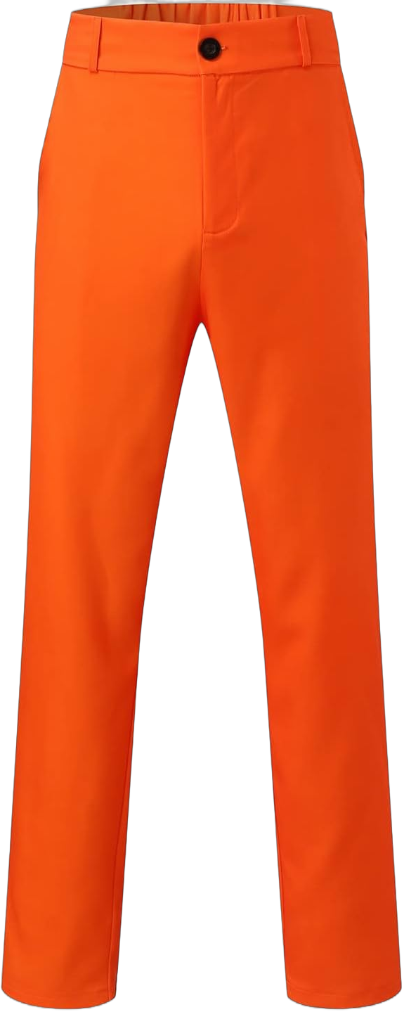 Golf Pants Men Skinny Stretch Slim fit Comfortable Hiking Pants Lightweight Dress Casual Tapered with Pockets Orange #5 XX-Large