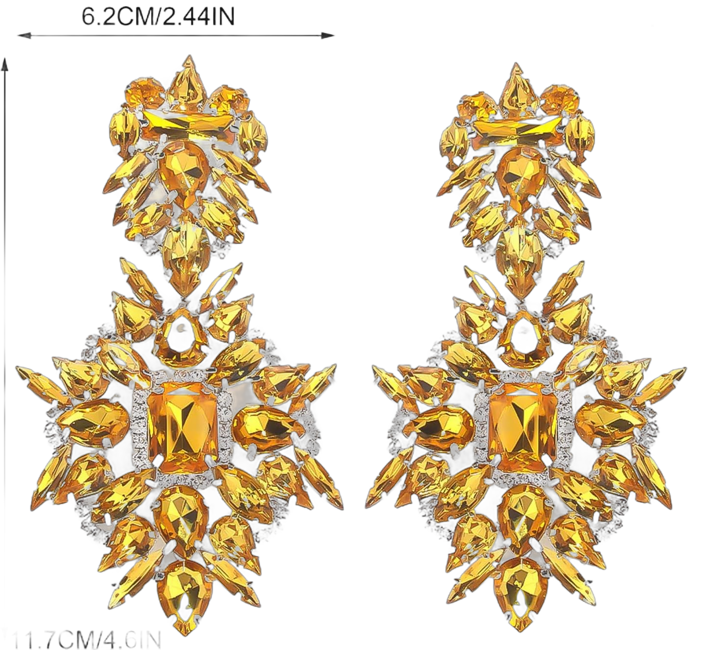 Formal Oversized Earrings for Women Dangling Trendy Large Rhinestone Chandelier Earrings Costume Jewelry A-Yellow