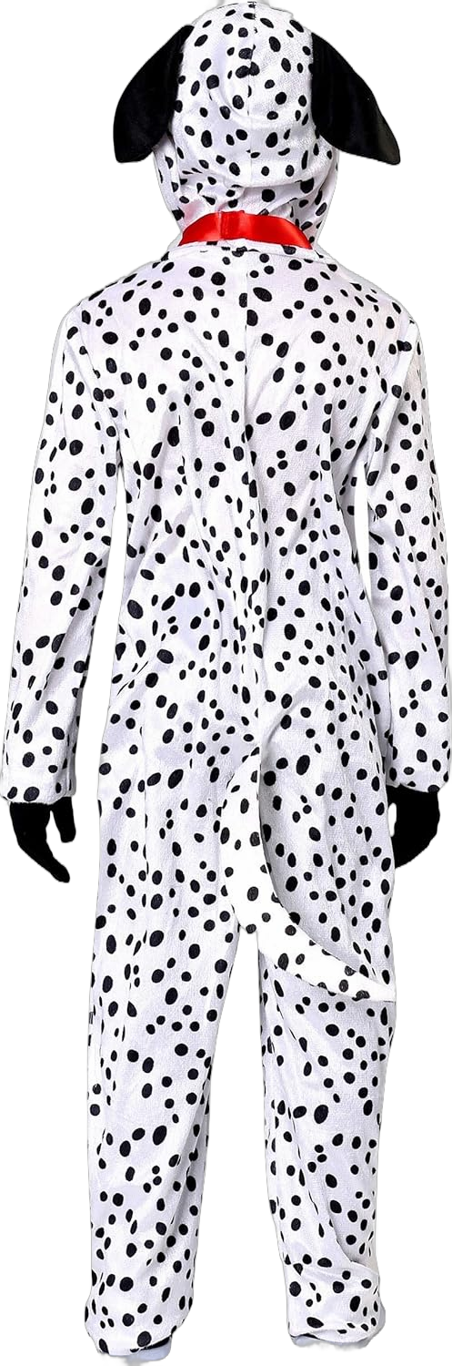 Delightful Dalmatian Costume for Kids, Spotted Dog One-piece, Dalmatian with Collar Jumpsuit for Halloween X-Small