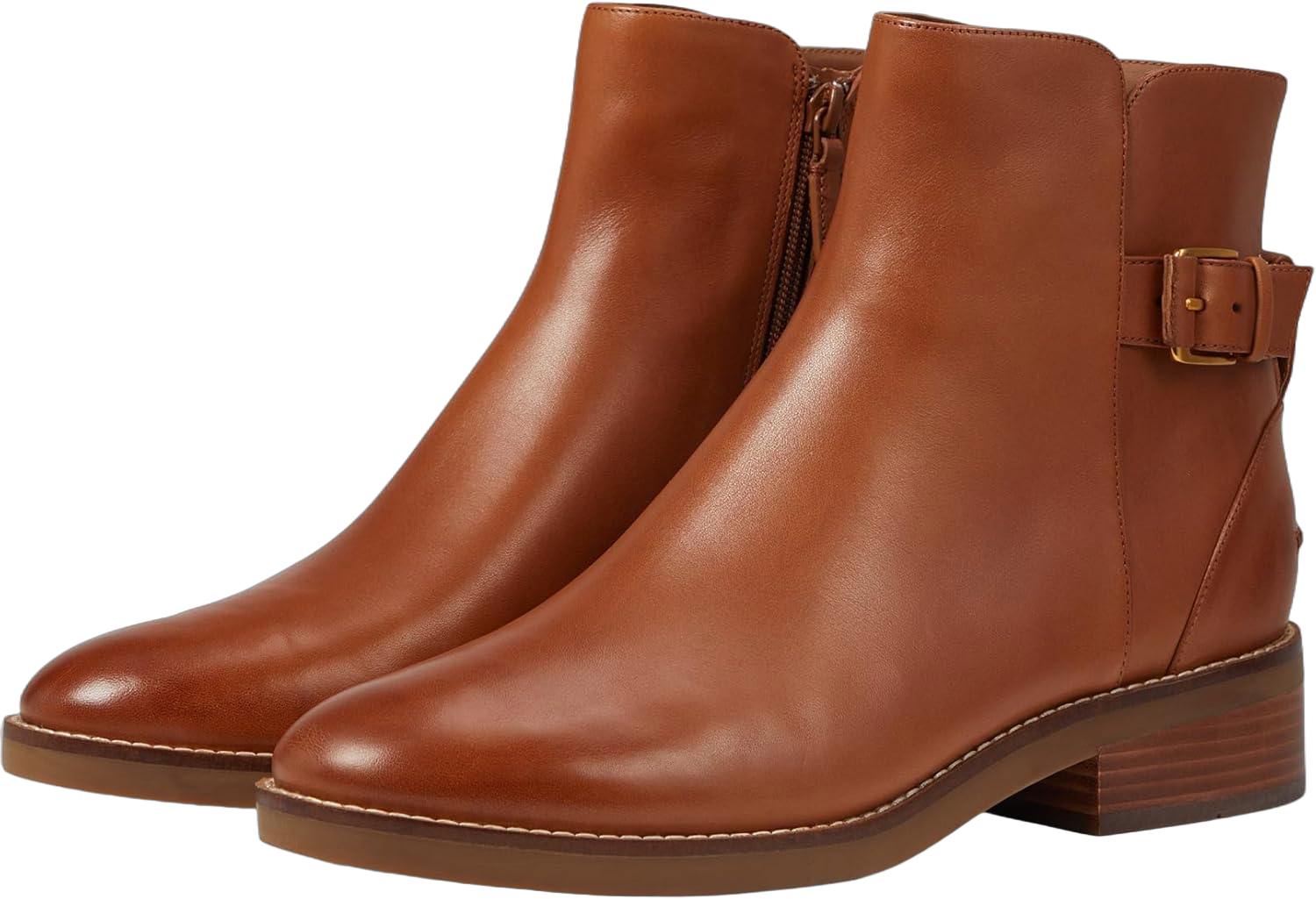 Cole Haan Women's Hampshire Buckle Bootie 9 Wide British Tan Leather