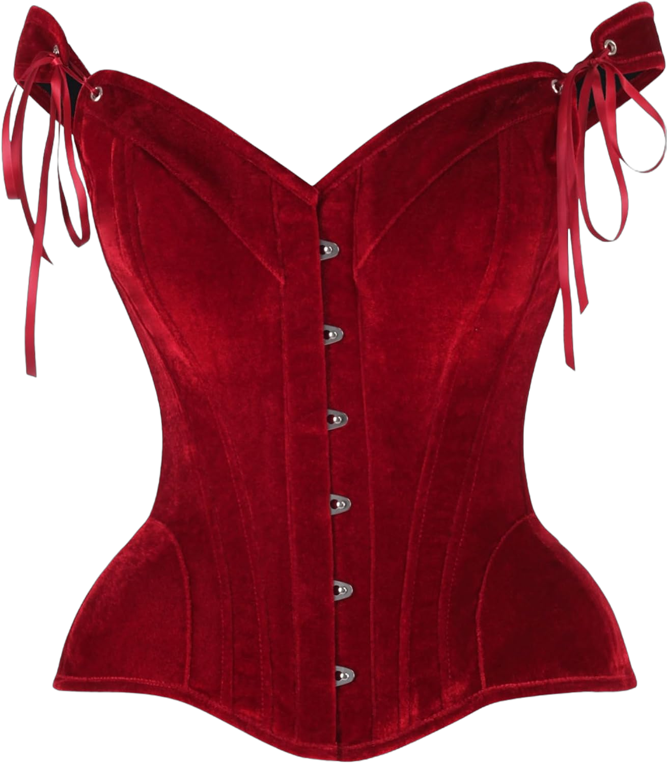 Daisy corsets Womens Top Drawer Dark Red Velvet Steel Boned Corset W/Straps Large Red