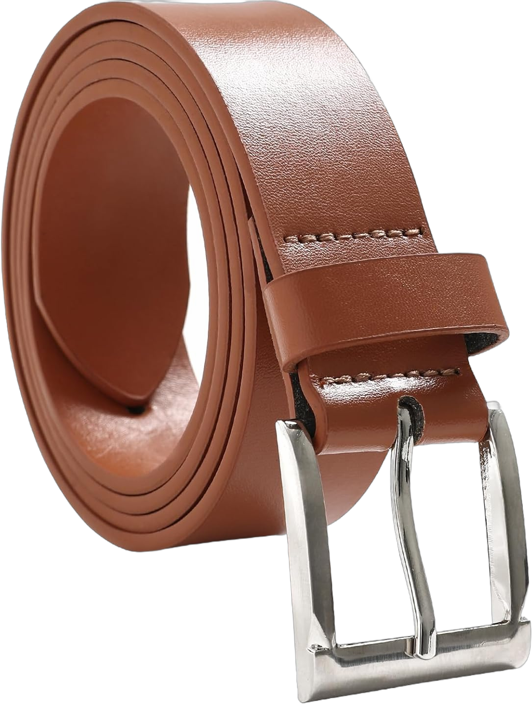 Rosyline Leather Dress Belt For Men With Single Prong Buckle Brown 37"-43"Waist