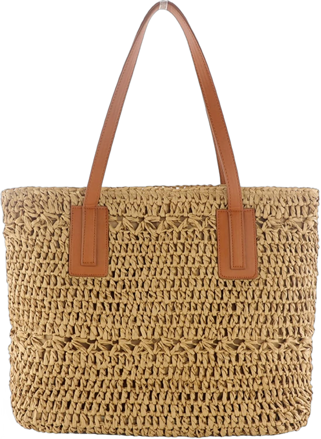 Straw Bag for Women Woven Beach Structured Tote Handmade Crochet Carteras De Mujer Summer Shoulder Bohemian Pom Travel Brown