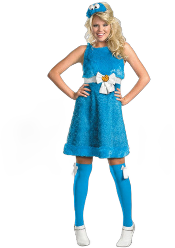 Womens Adult Sesame Street Sexy Sassy Deluxe Plush Blue Cookie Monster Costume