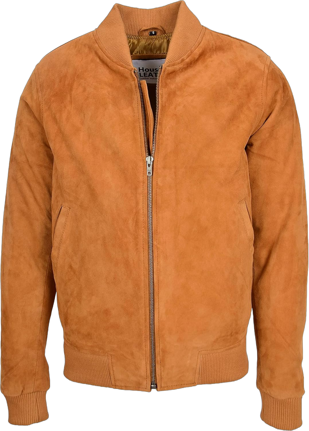 Mens Real Suede Bomber Jacket MA-1 Varsity Style Trevor XX-Large Tan