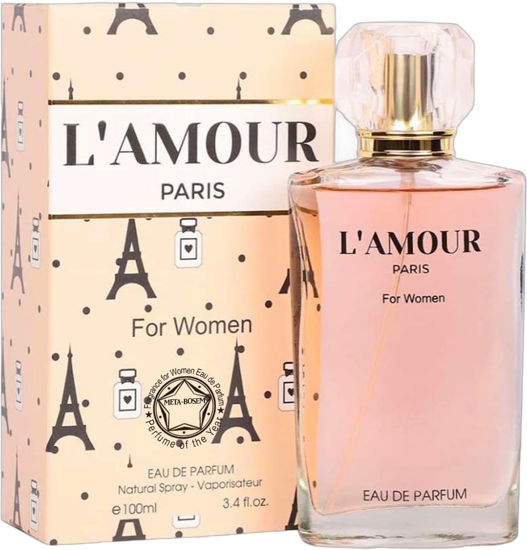 META-BOSEM L'Amour Paris Eau De Parfum Spray Perfume for Women - Refreshing Floral Fragrance for All Day Wear, Ideal Holiday Gift, 3.4 Fl Oz/100Ml