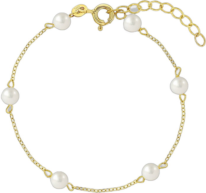 Girls' 4mm Freshwater Cultured Pearl Bracelet 14k Gold - In Season Jewelry