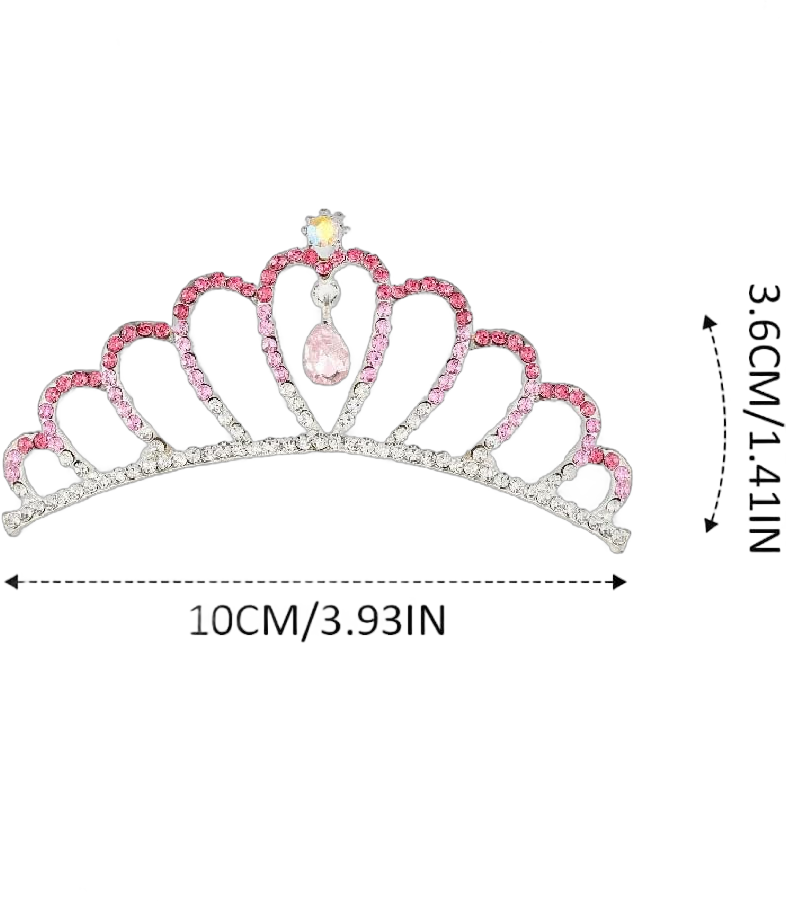 Brishow Princess Rhinestone Tiara Comb Pink Crystal Headband Birthday Headpiece for Women