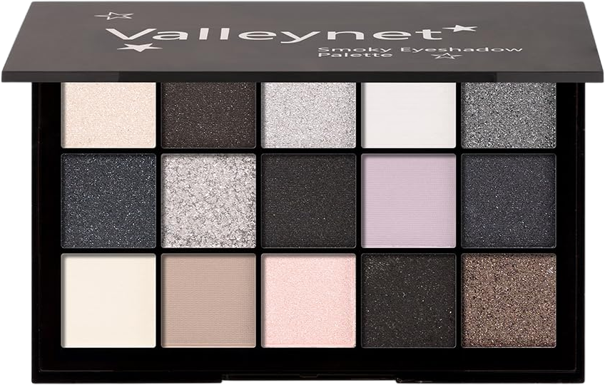 Smokey Black Eyeshadow Palette - Matte Gray Silver Brown Eye Shadow Palette,Ultra-Blendable, Pigmented, and Long-Lasting Neutral Nudes Naked Taupe Eye Makeup for Older Women (15 Colors)