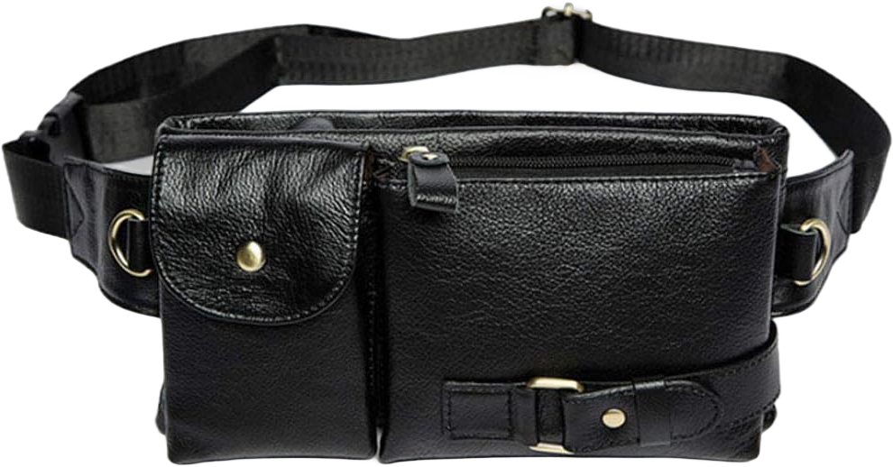 Hebetag Vintage Leather Waist Bag Fanny Pack for Men Women Travel Hunting Hiking Climbing Multi-Purpose Hip Bum Belt Slim Cell Phone Purse Wallet Casual Pouch, Black #07Black