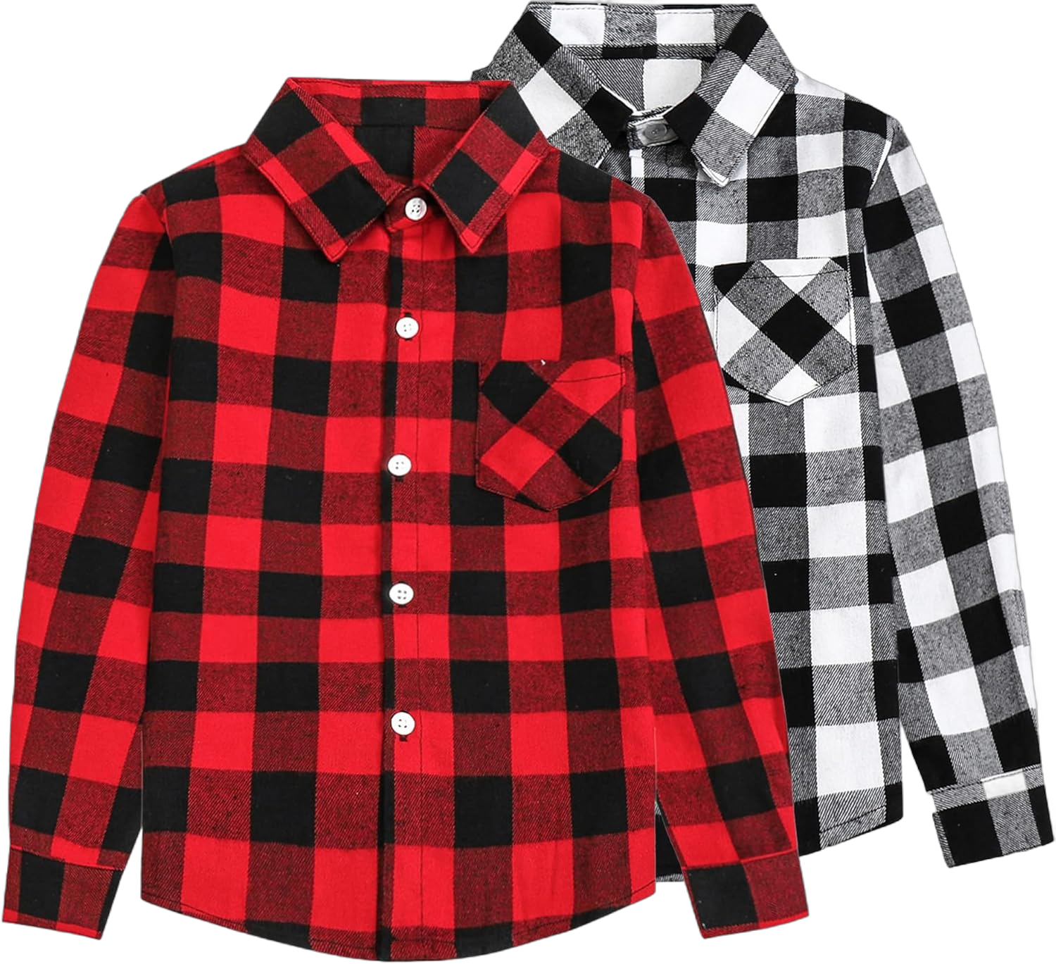 SANGTREE Womens and Girls Plaid Shirts Two Packs Button Down Long Sleeve Flannel Shirts