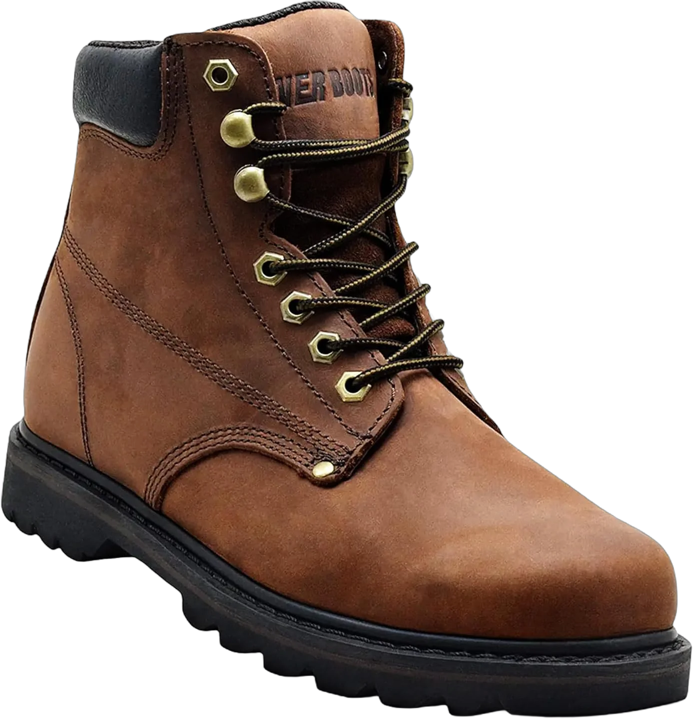 EVER BOOTS "Tank" Men's Soft Toe Oil Full Grain Leather Work Boots Construction Size 12D(M) DRKBROWN