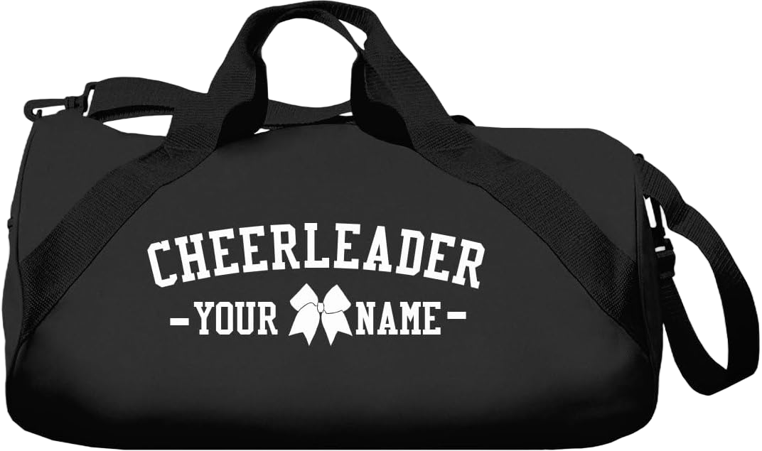 CUSTOMIZEDGIRL Customizable Cheer Bag - Durable Cheerleading Bag, Sports Duffle Bag & Overnight Bag with Bow & Name, Overnight Bags for Women Travel & Men, Quality Adult & Kids Duffe Bag, Black One Size Black