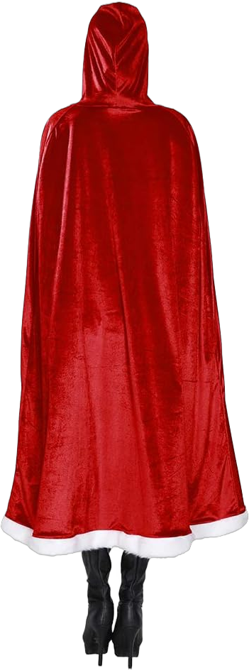 Adult Children Christmas Santa Claus Robe, Velvet Red Hooded Cloak, Xmas Party Costume Masquerade Cape (Adult)