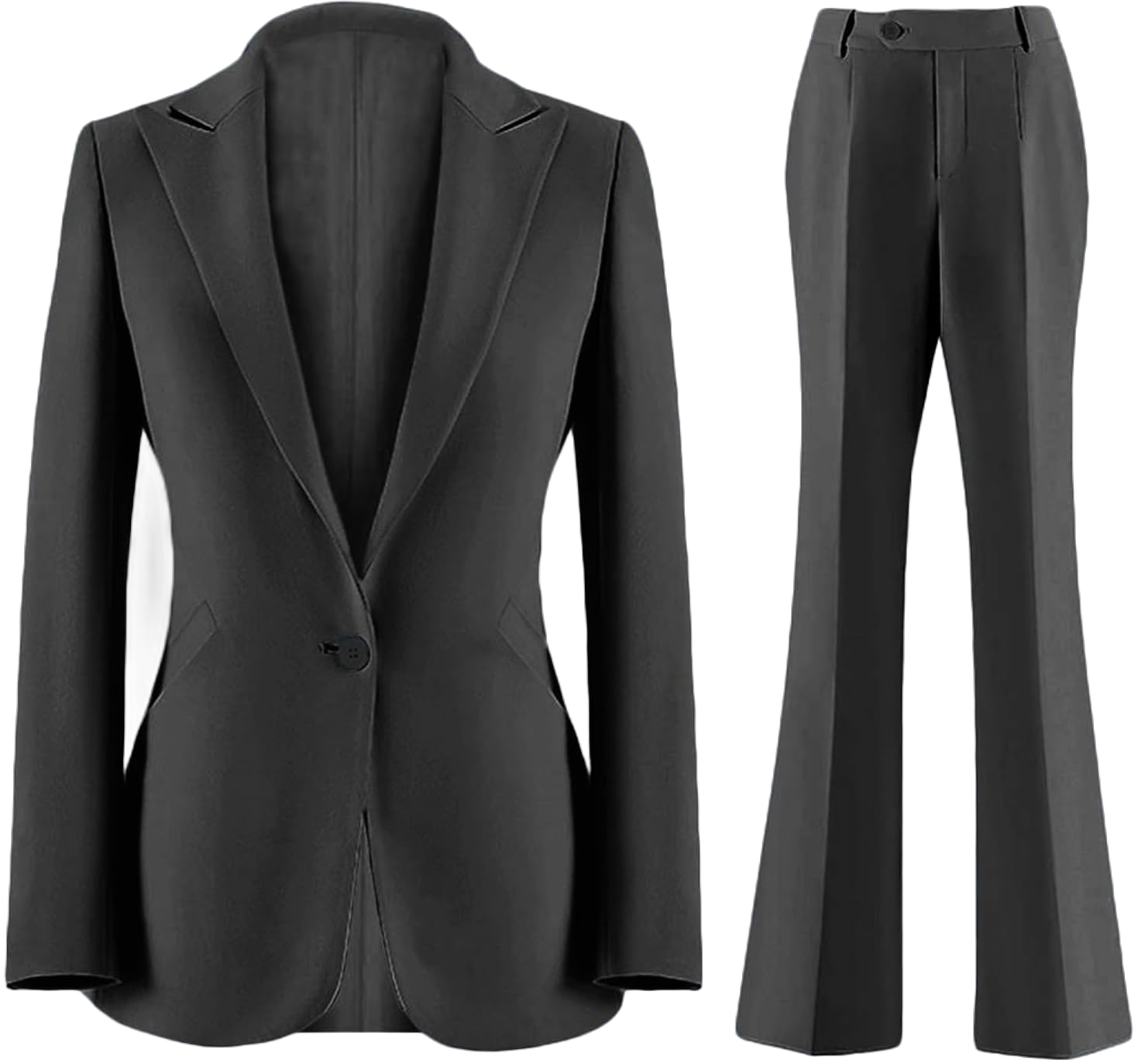 Wemaliyzd Women's Suits 2 Piece Work Office Peak Lapel Slim Fit Office Lady Blazer Pants XX-Large Charcoal