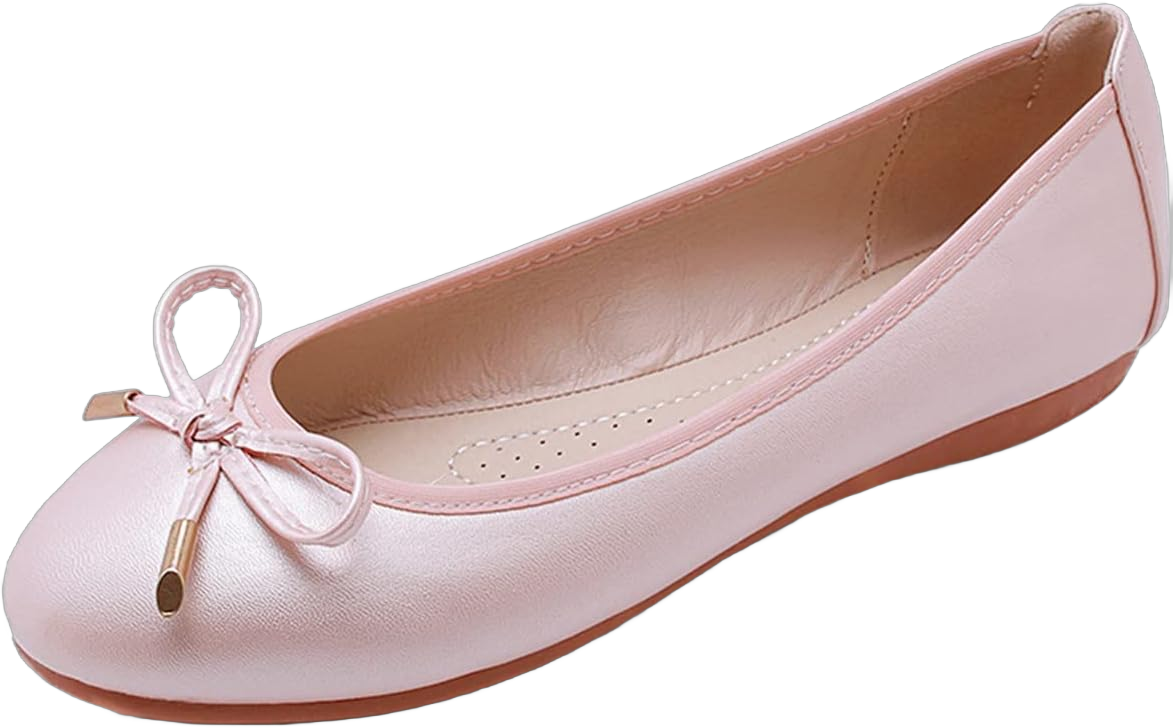 Julymens Women's Cute Bowknot Ballet Flats Comfortable Soft Sole Walking Shoes 8.5 Pink