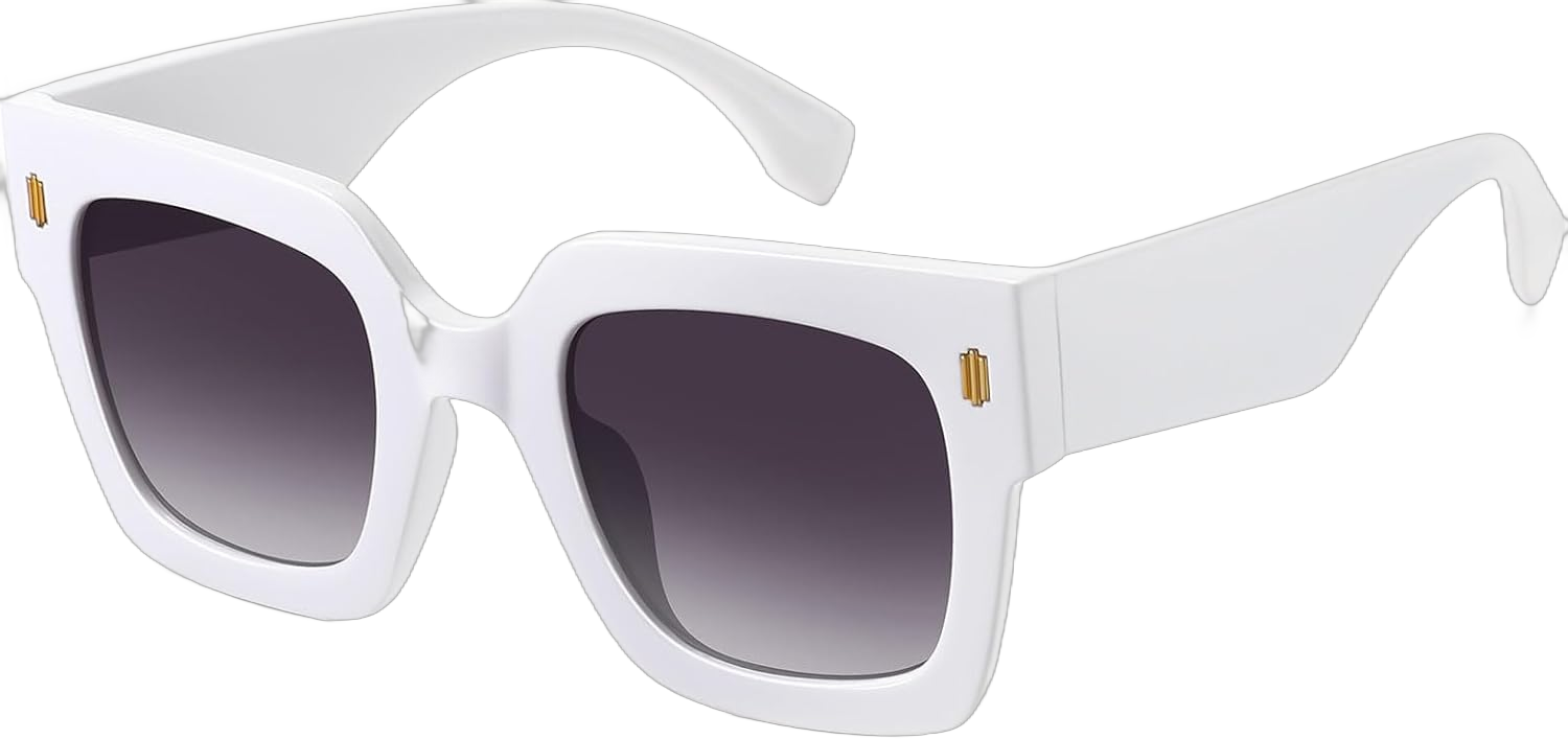 STORYCOAST Retro Square Sunglasses for Women Men Trendy Oversized Sunnies Big Shades (2151)white / Gradient Grey