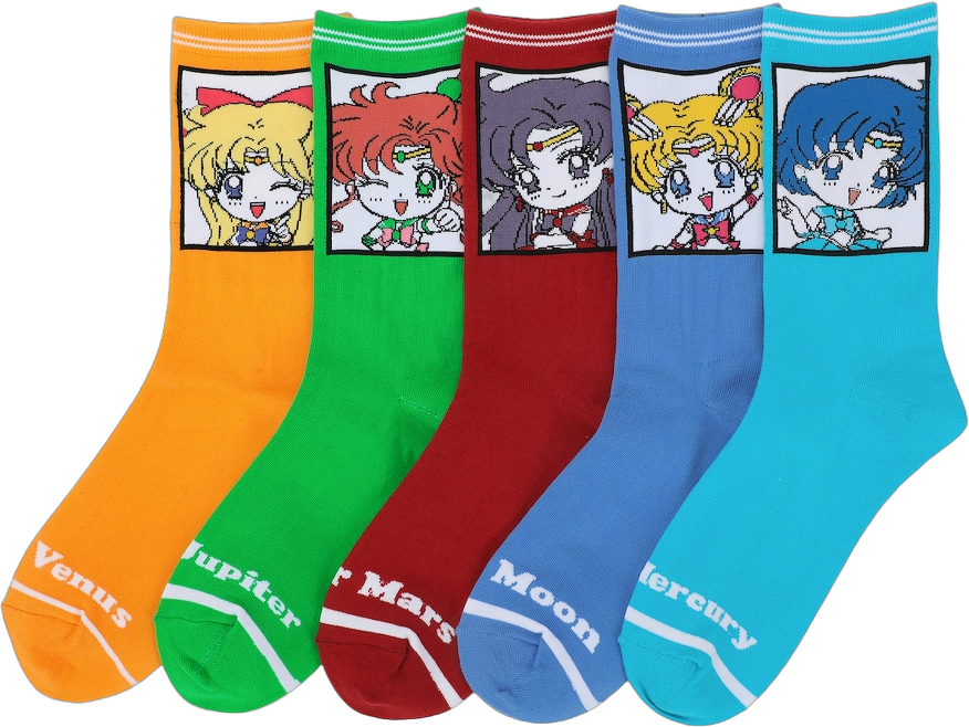 Sailor Moon Characters Women's 5-Pair Casual Crew Socks