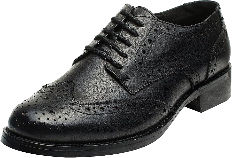 rismart Women's Brogue Pointed Toe Wingtips Work&Wedding Dress Leather Oxfords Shoes 6.5 Black