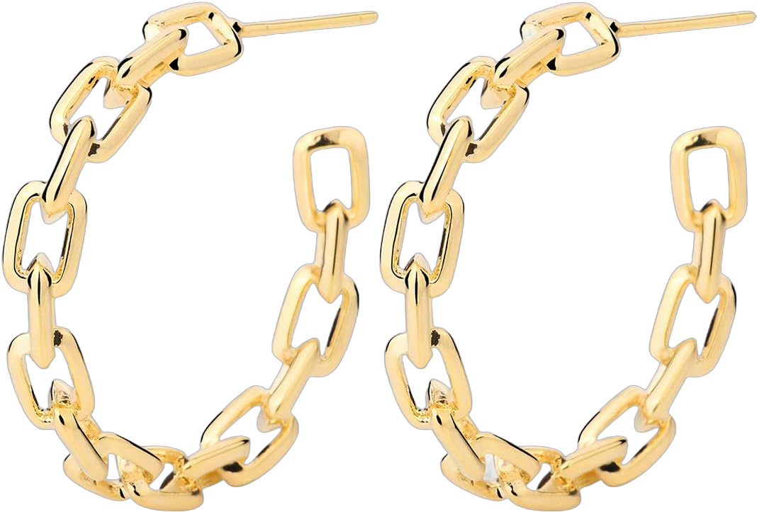 Hoop Earrings for Women - Chain Hoop Earrings Gold/White Gold - Link Hoop Stud Earrings 14K Gold - Rectangle 8#