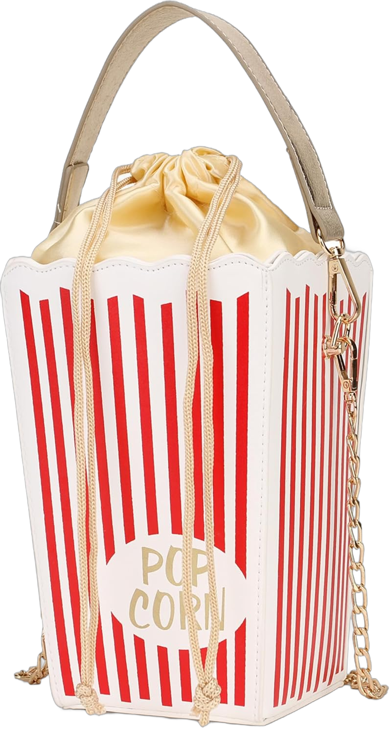 Novelty Fashion Women Crossbody Bag, Popcorn Box Style Clutch Bag for Girl Handbag Shoulder Bag Purse… Red a