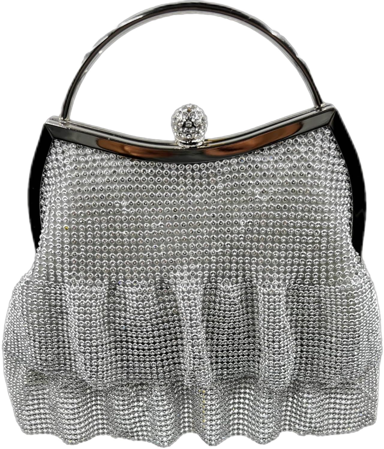 Evening Clutches Purses for Women Rhinestones Purse Sparkling Evening Bag with Detachable Chain Silver