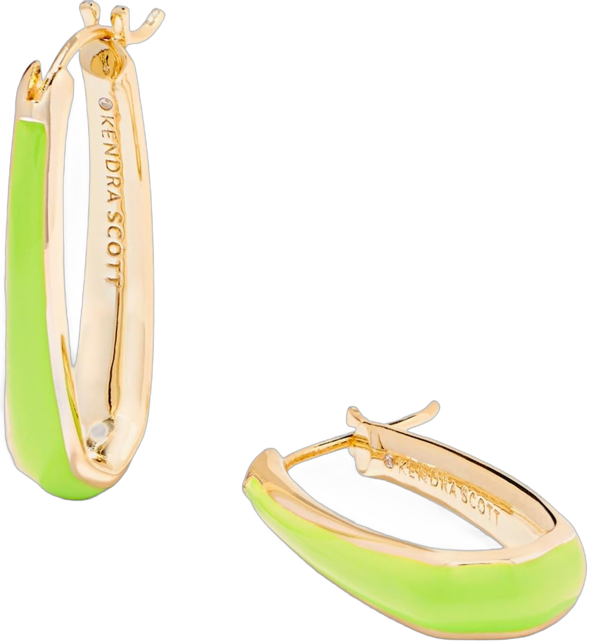 Kendra Scott Women's Kelsey Hoop Earrings Gold Chartreuse Enamel OS