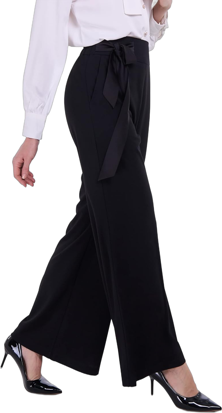 PUWEER Palazzo Pants for Women Dressy, High Waisted Wide Leg Dress Pants for Women Business Casual, Black, XX-Large