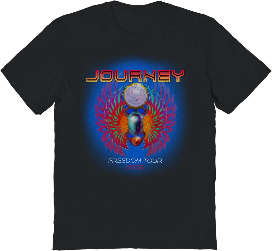 Journey Men's Freedom Tour 2022 Short Sleeve Graphic Cotton T-Shirt - Black 3X