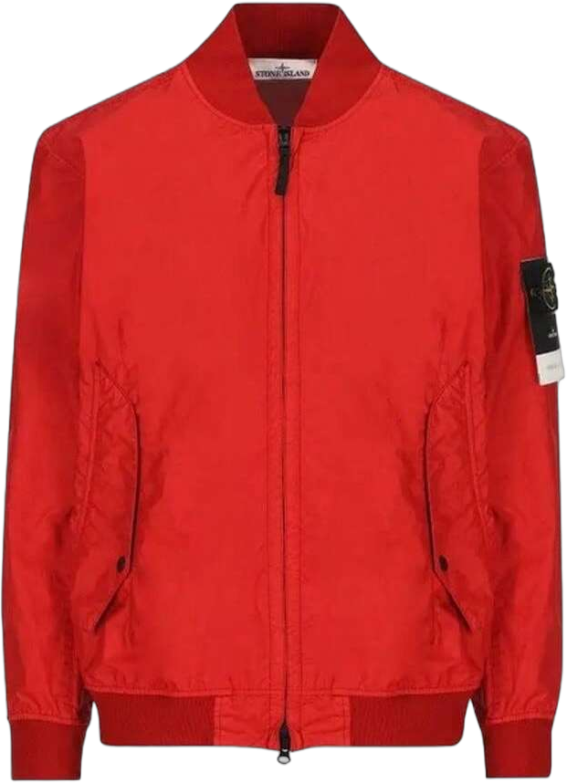 Stone Island Men's Wappen Patch Zip-Up Bomber Jacket Red